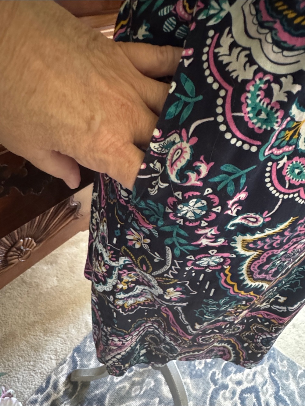 Crown & Ivy Puff Sleeve Ruffle Neck Paisley Printed Dress Size Large - Picture 8 of 11